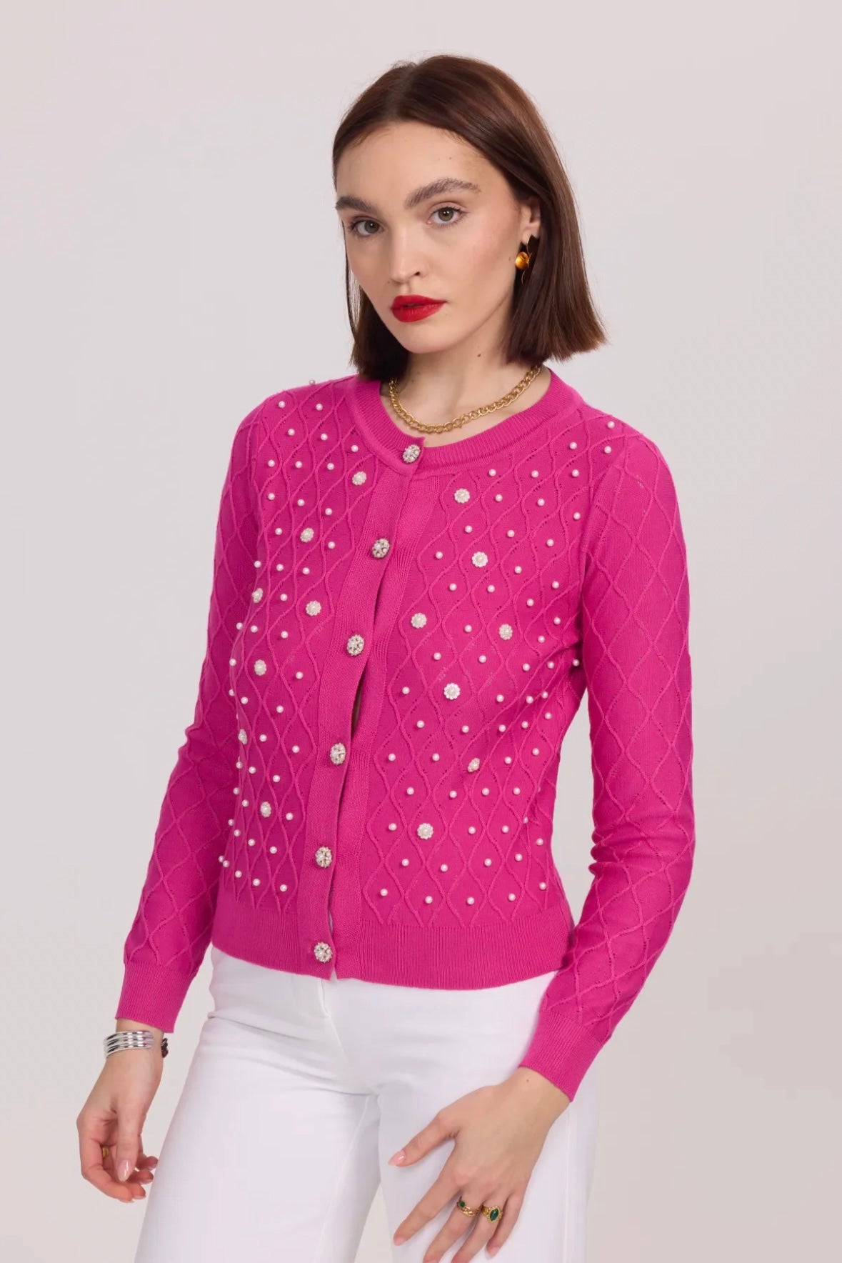 Cardigan en maille fine - 557-GILET
