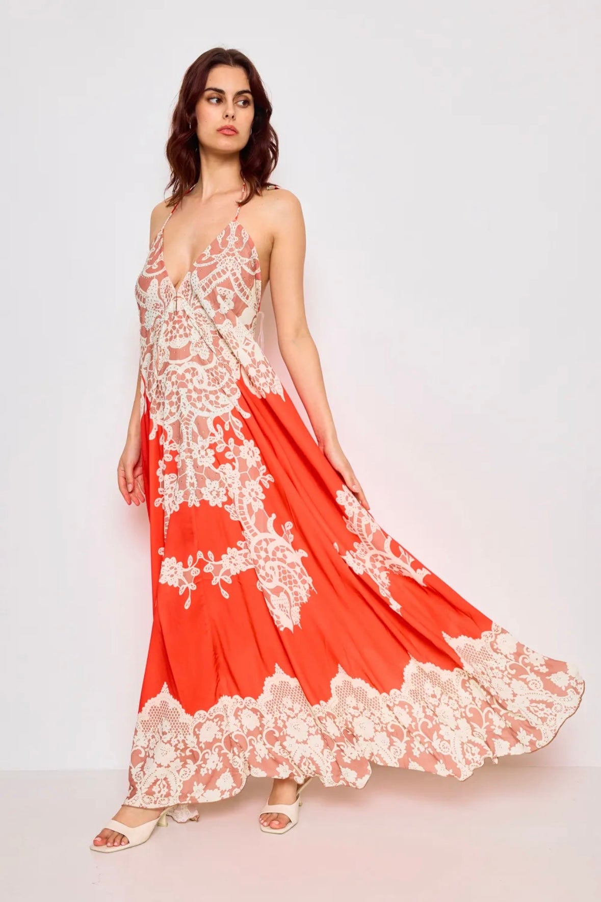 Robe longue dos nue avec strass - F5527