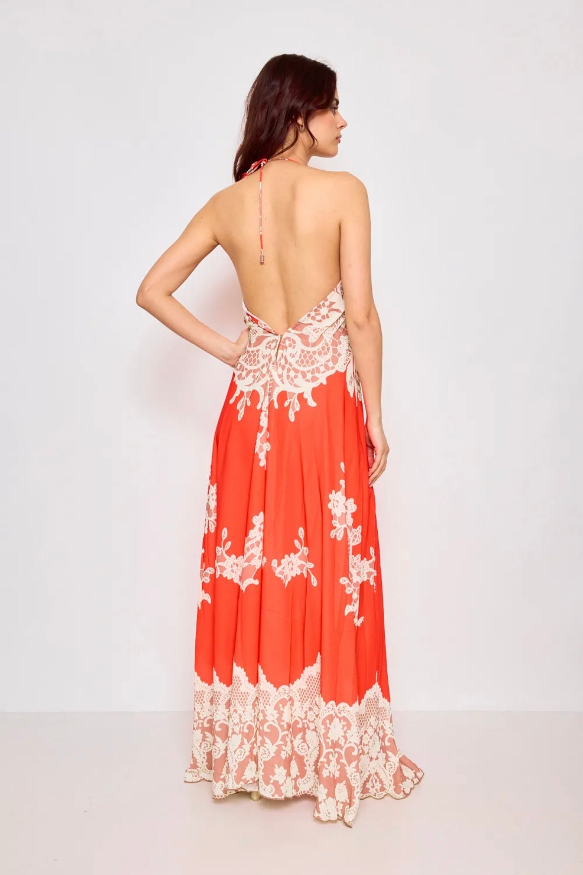 Robe longue dos nue avec strass - F5527