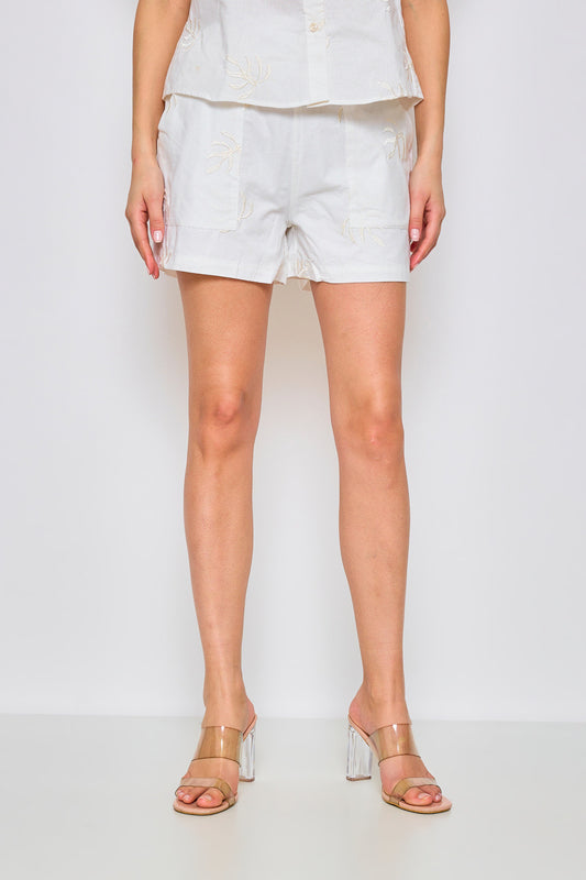 Short brodé en coton avec broderies - 2434