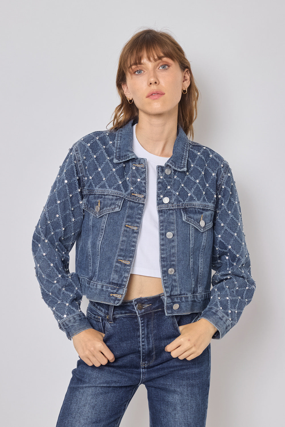 Veste en jeans ornée de strass - 521