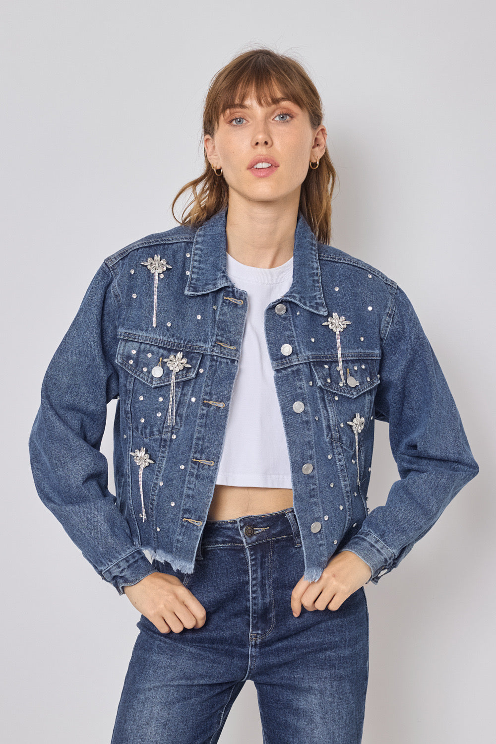 Veste en jeans ornée de strass - 523