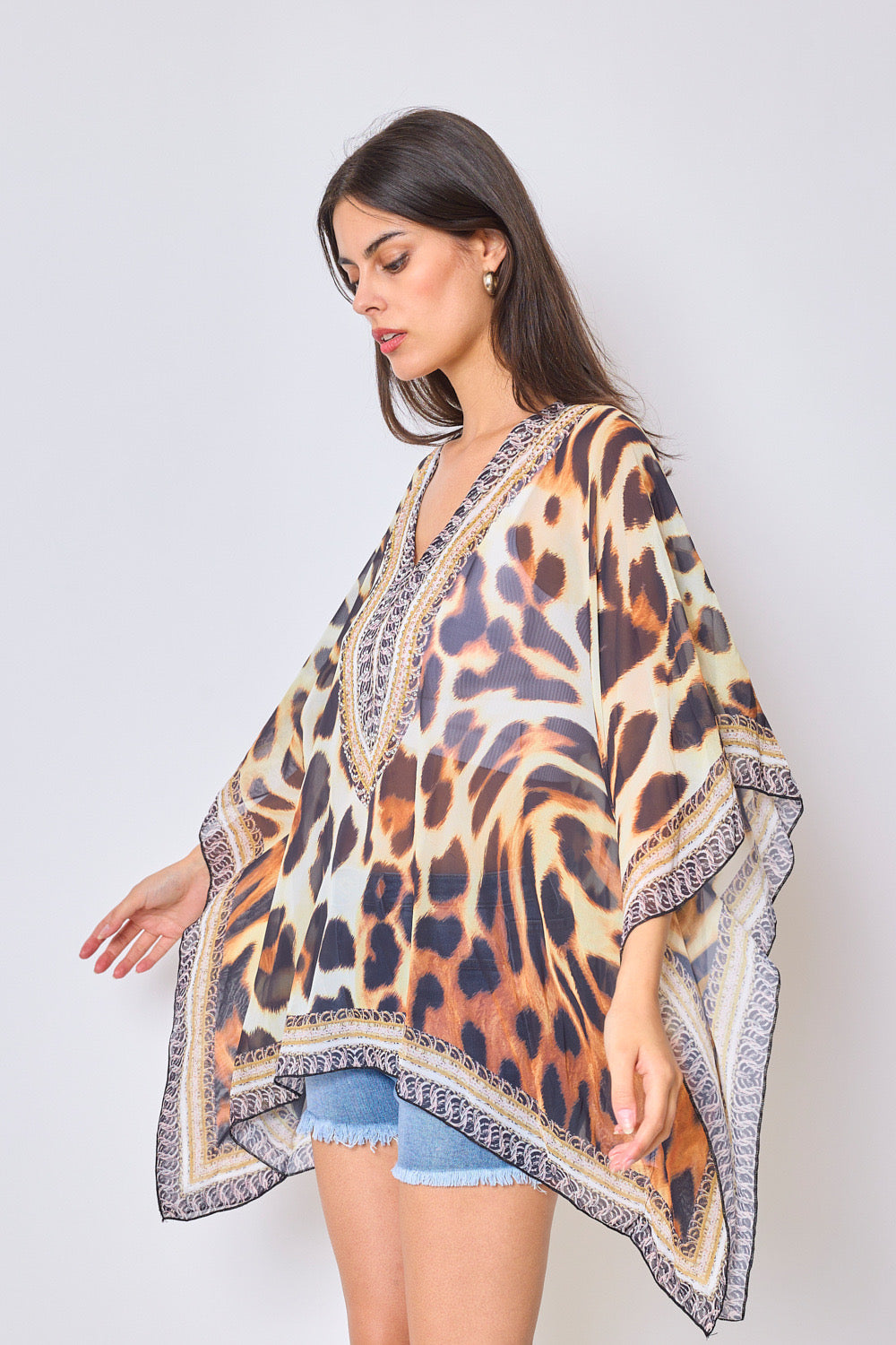 Printed top with rhinestones - 5376