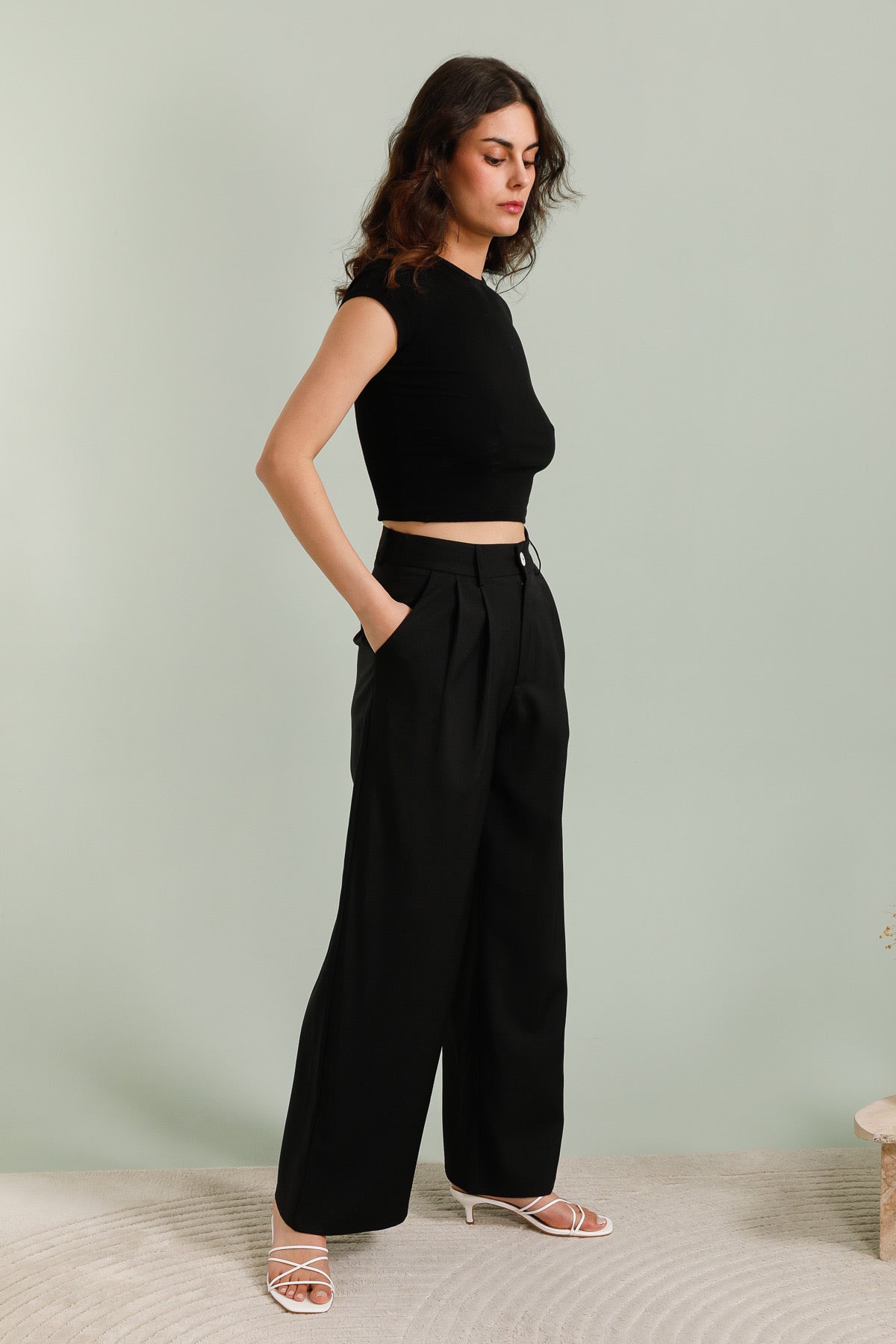 Pantalon évasé à pinces - 5634