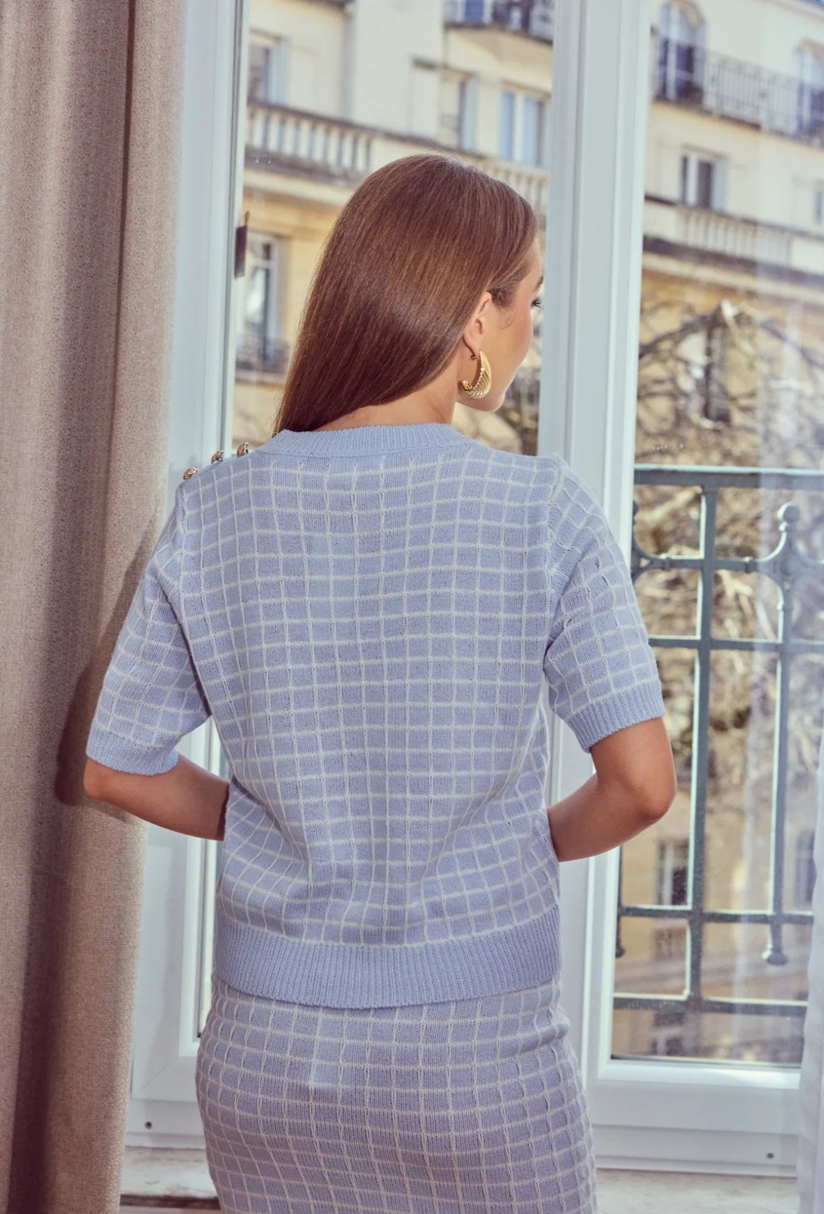 Top en maille à carreaux - 2363