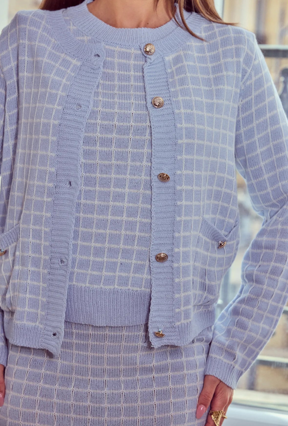 Cardigan en maille à carreaux - 2364