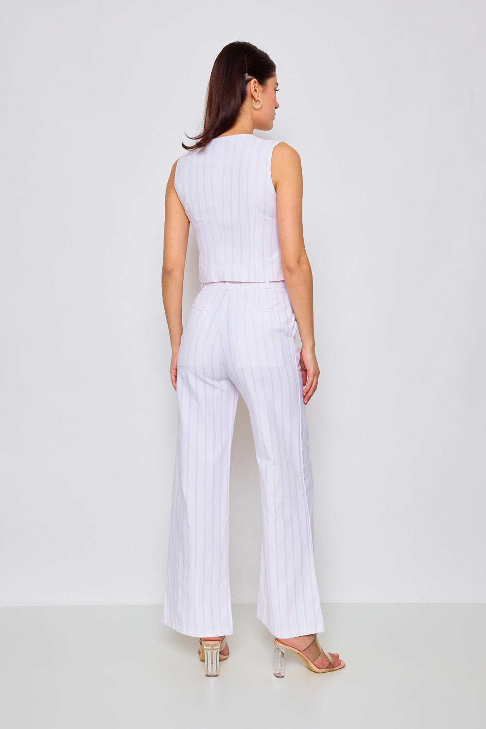 Pantalon en coton légèrement évasé à rayures - 3080