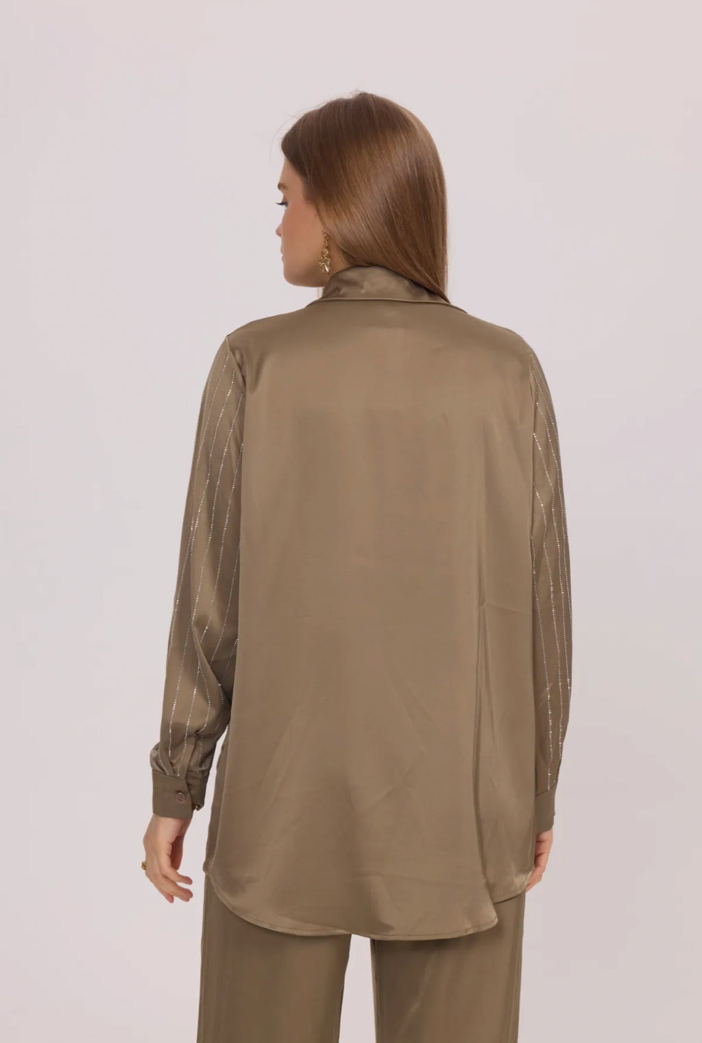 Chemise fluide et satinée avec strass - 2485