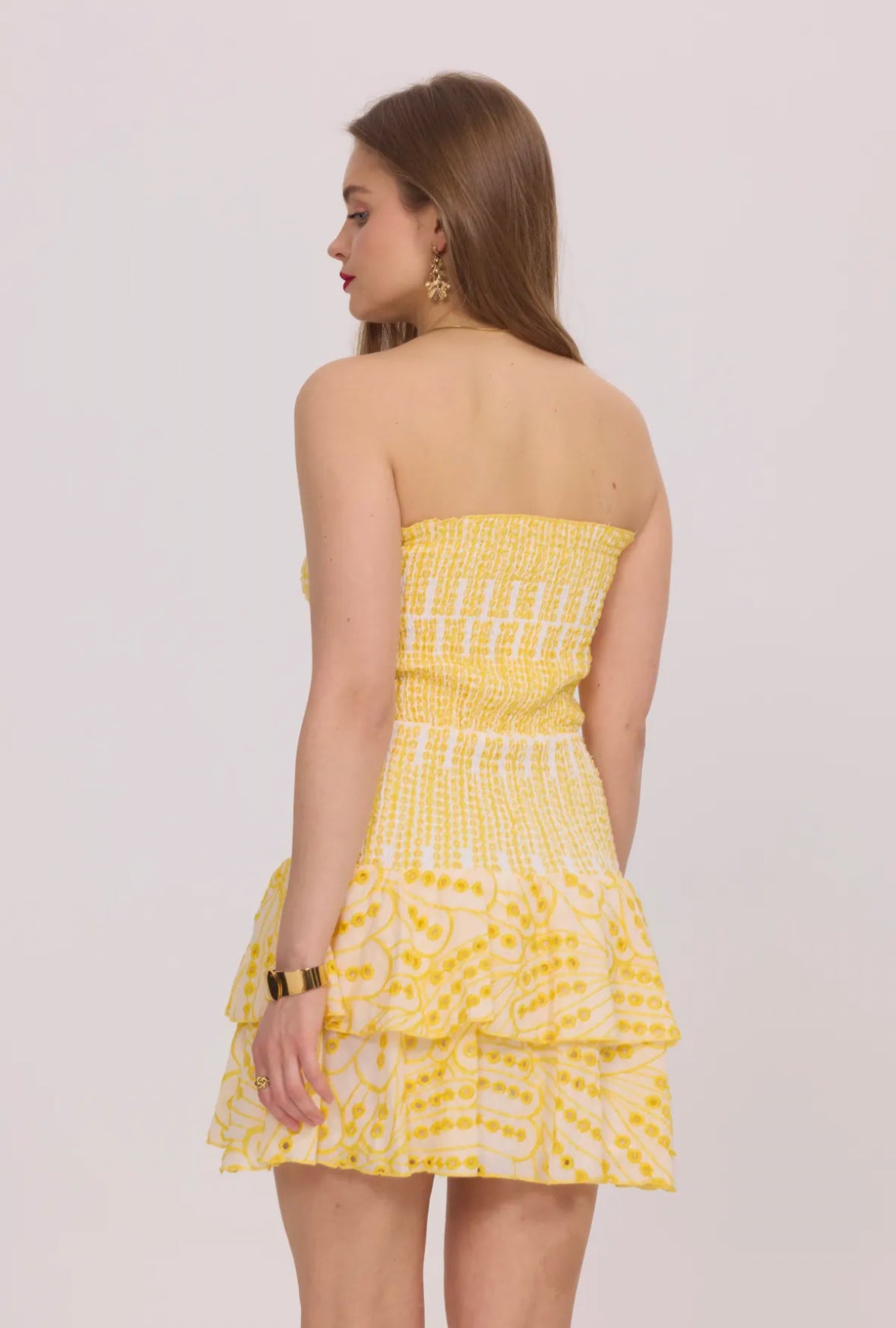 Strapless dress with English embroidery - 3067