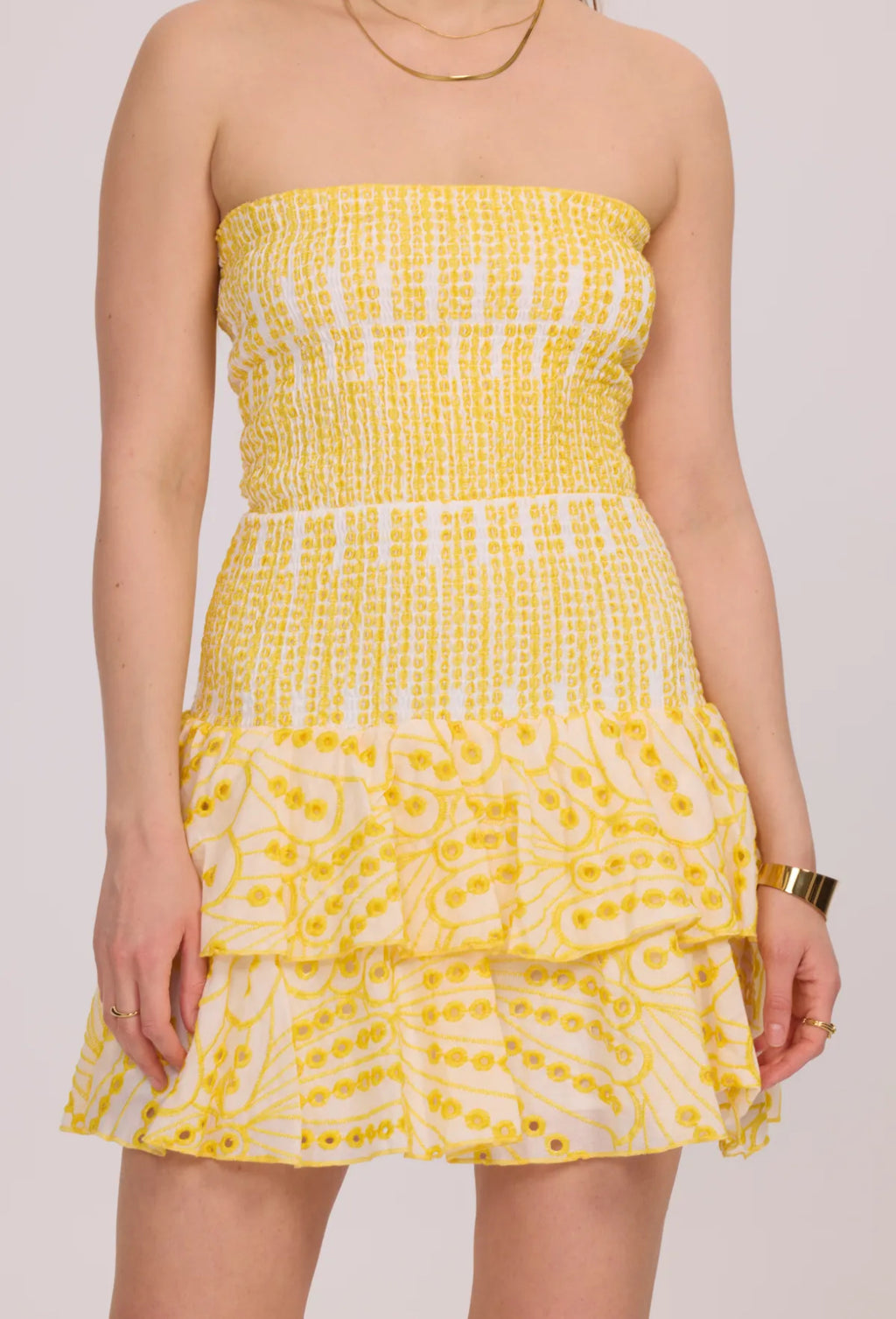 Strapless dress with English embroidery - 3067