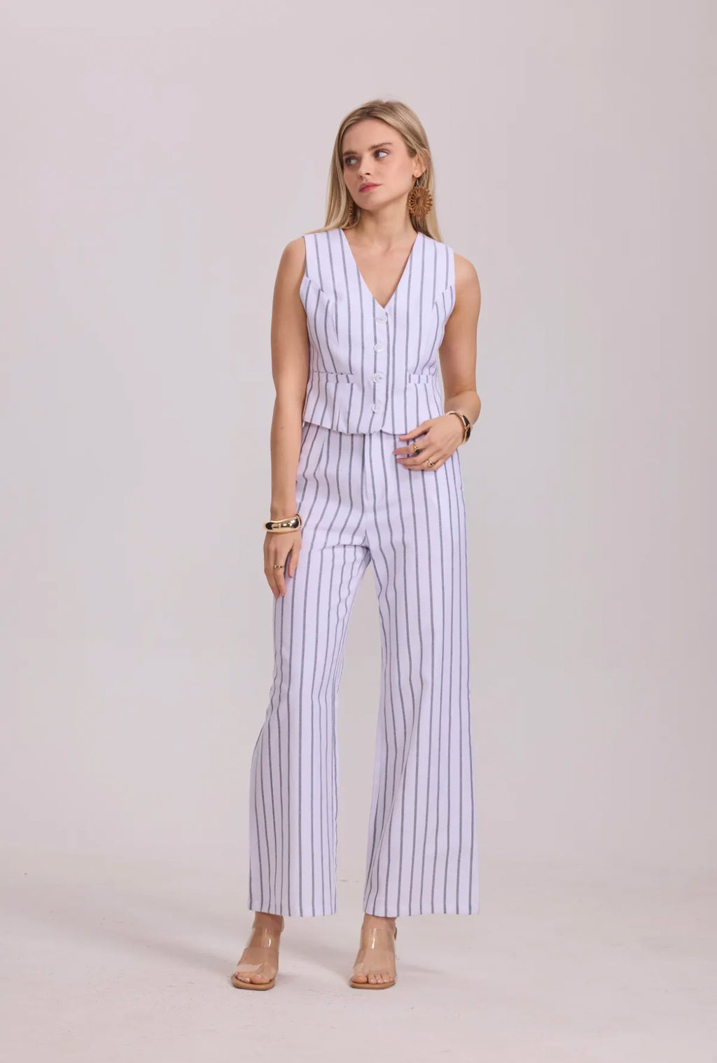 Striped Sleeveless Vest - 3079