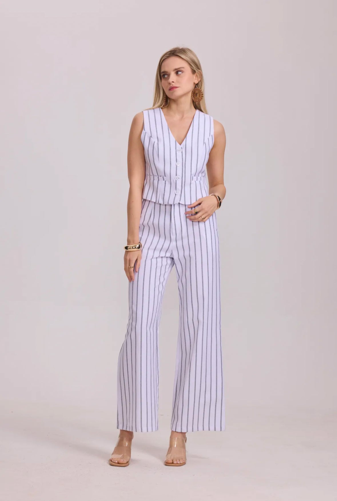 Striped Sleeveless Vest - 3079