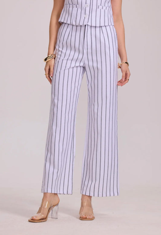 Pantalon en coton légèrement évasé à rayures - 3080