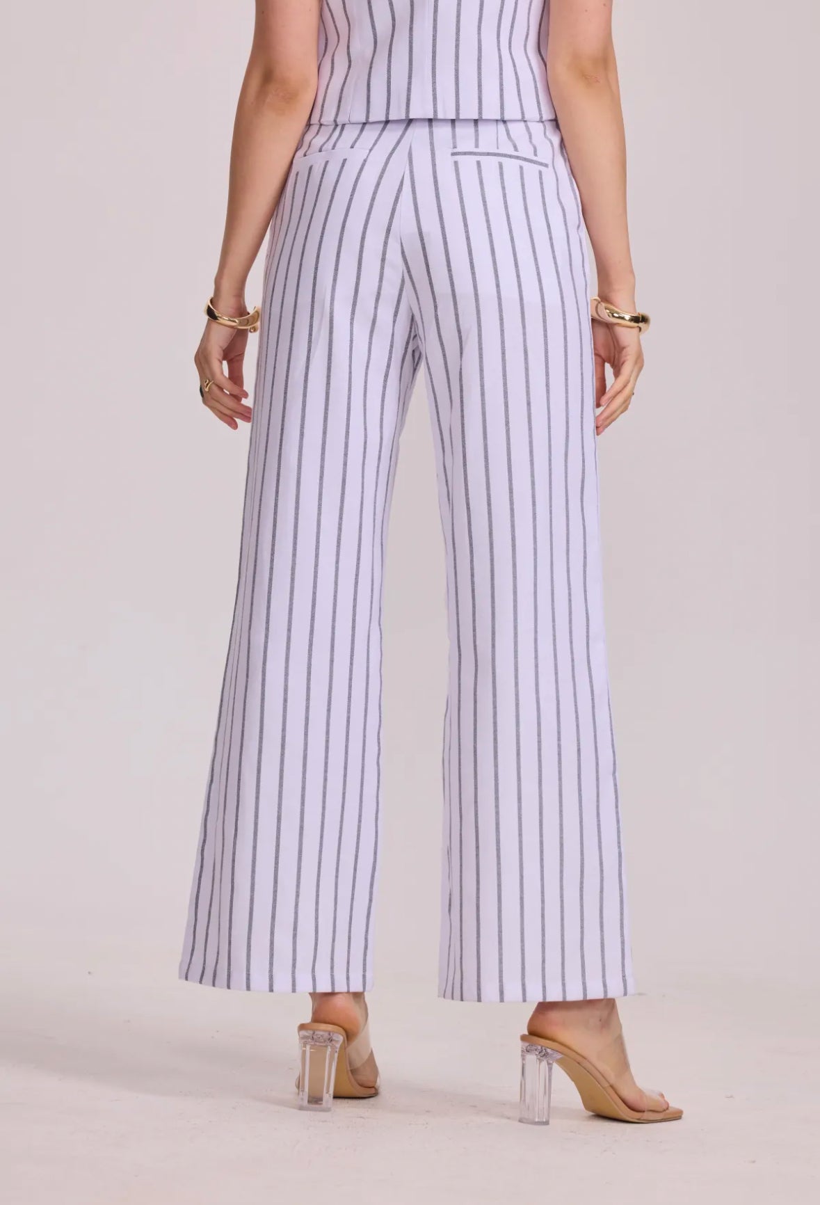 Pantalon en coton légèrement évasé à rayures - 3080