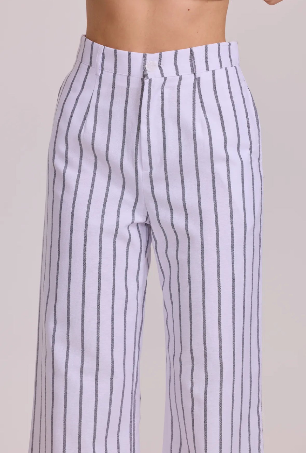 Pantalon en coton légèrement évasé à rayures - 3080