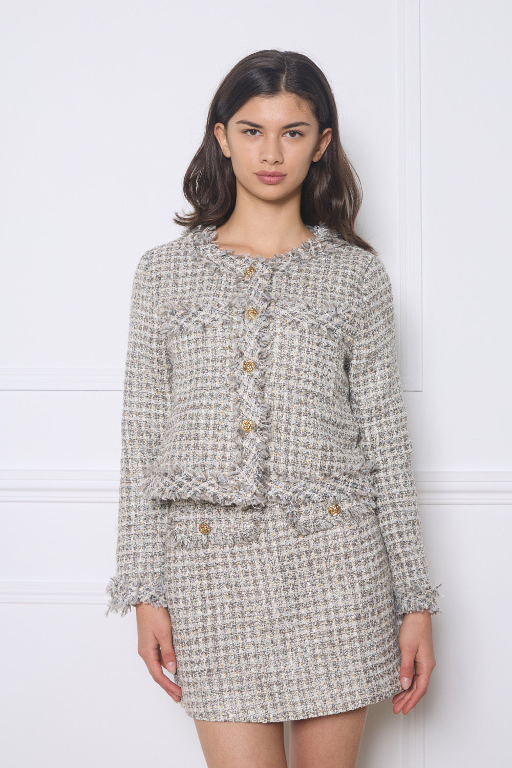 Veste en tweed avec boutons dorés  - 2560