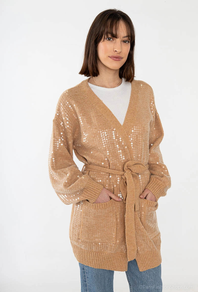 Cardigan long à paillettes - 2333