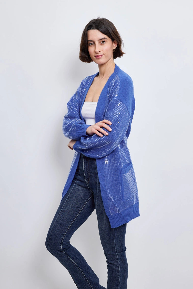 Cardigan long à paillettes - 2333