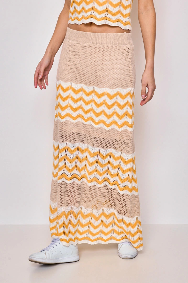 Striped mesh maxi skirt - 2373