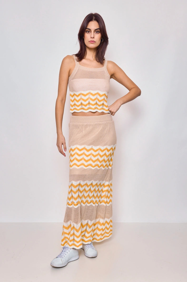 Striped mesh maxi skirt - 2373