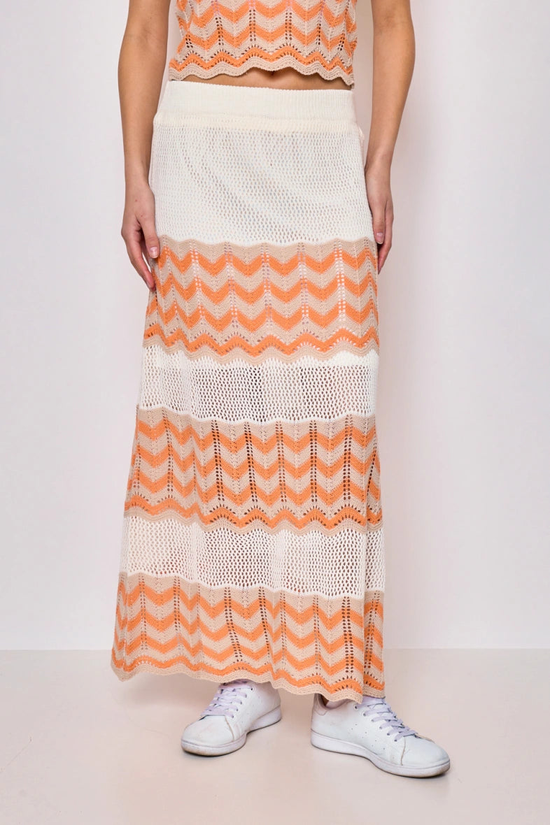Striped mesh maxi skirt - 2373