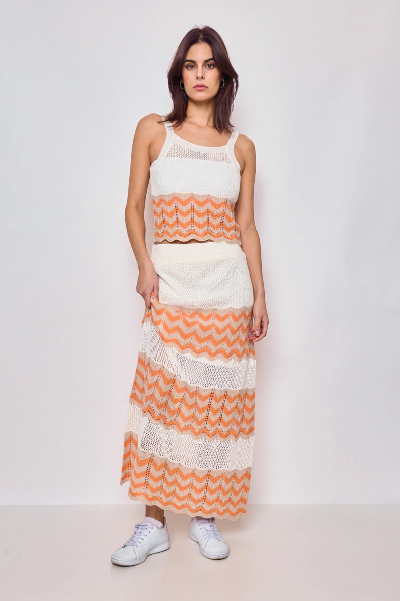 Striped mesh maxi skirt - 2373