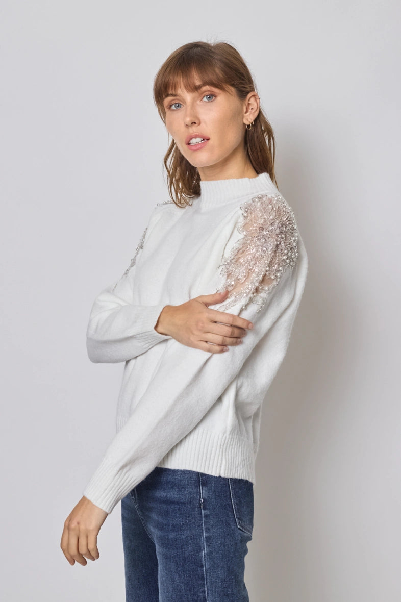 Pull avec manches perlées - 607